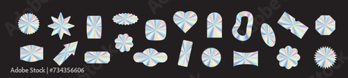 Silver hologram sticker with metallic foil texture. secure holograph stamp, tag, or badge. Flat vector illustration isolated on white background.