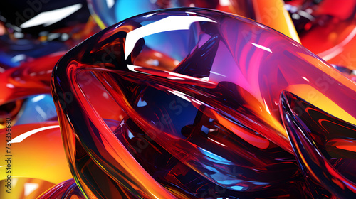 Colorful Glass 3D Object, abstract wallpaper background © VisualVanguard
