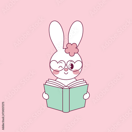 cute easter bunny illustration of easter bunny holding book 