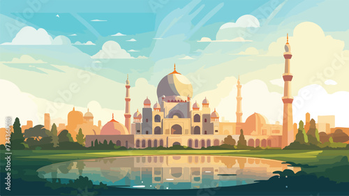 Mosque flat illustration design vector 2D vector © iclute