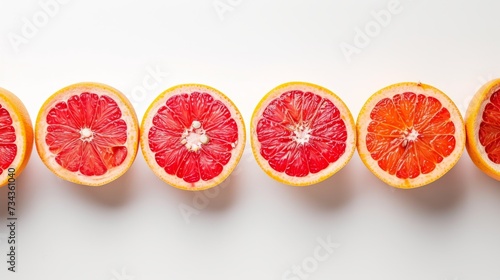 row of grapefruits in the middle of a white background generative ai photo