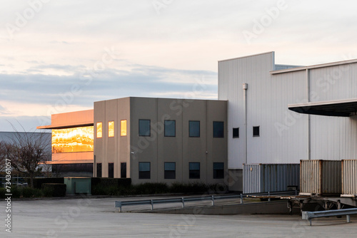 Shipping Container Parked in Warehouse Hardstand