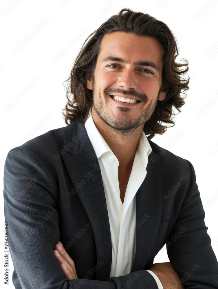 30s male handsome long hair business man in transparent background 30s male handsome long hair business man in transparent background
