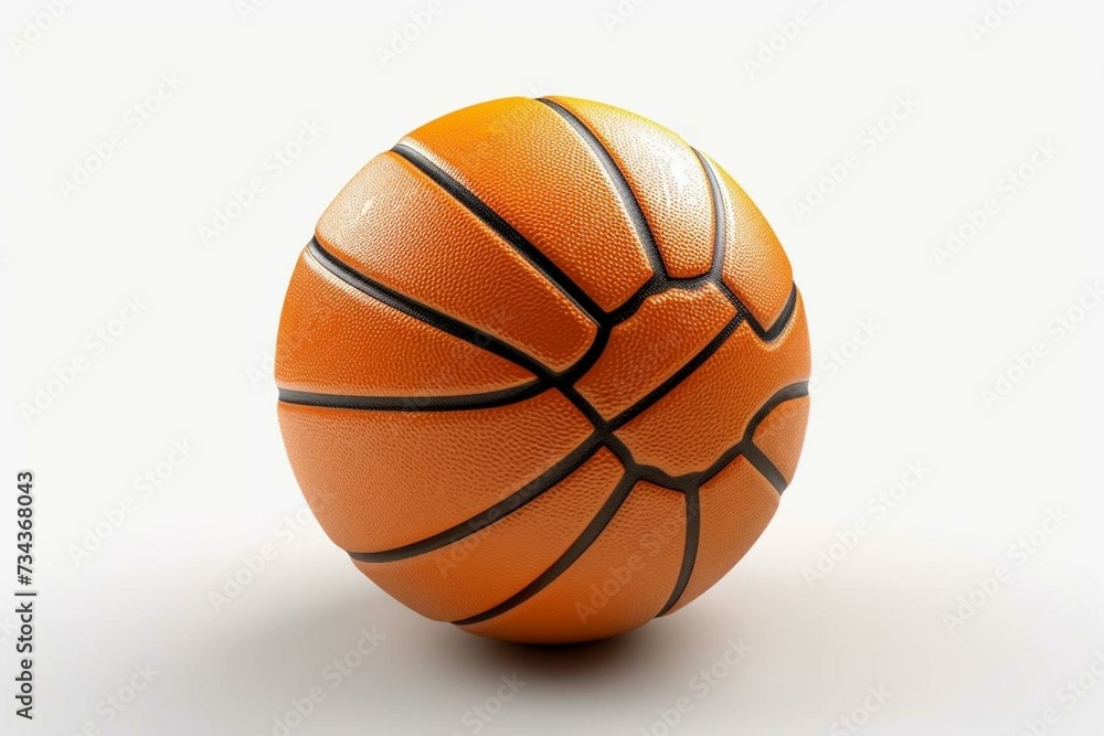 3D-rendered basketball on white background. Generative AI