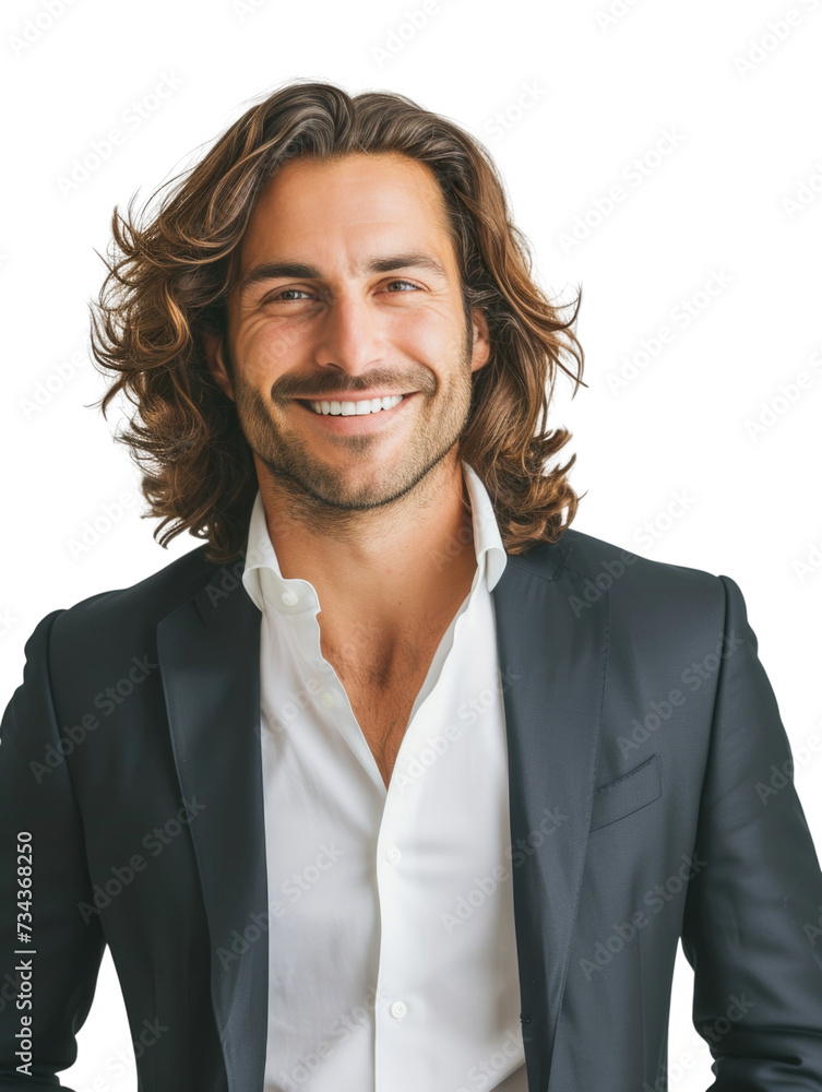 30s male handsome long hair business man in transparent background 30s male handsome long hair business man in transparent background