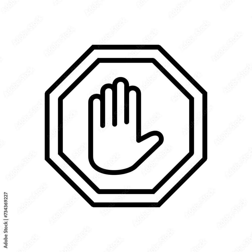 Stop icon vector. stop road sign. hand stop icon vector Stop icon vector. stop road sign. hand stop icon vector