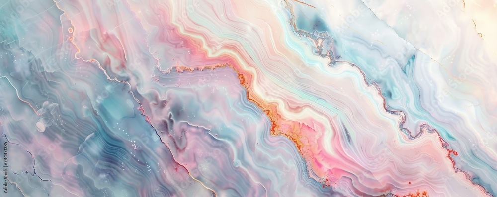Marble stone surface with holographic pastel tones, abstract background