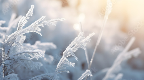 Beautiful background image of hoarfrost in nature close up © VisualVanguard
