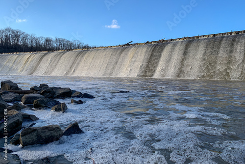 Griggs Reservoir park in Columbus, Ohio. The dam forms Griggs Reservoir, which is a major source of drinking water for the city of Columbus