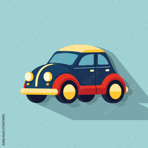 Toy Car Flat Icon with Long Shadow