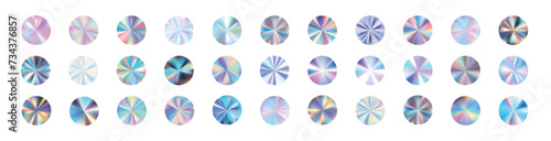 Holographic sticker label silver gradient, for sale badges or holograph stamps. hologram effect. Flat vector illustration isolated on white background.