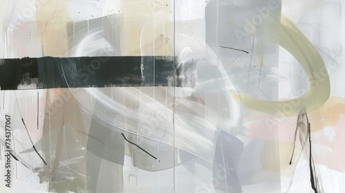 The canvas art offers a soothing blend of pastel shades with dynamic strokes, creating a serene ambiance in a modern office.. Abstract green pink and white background