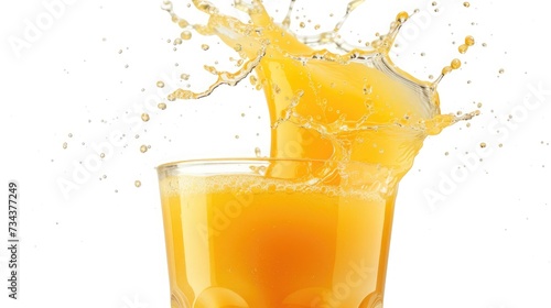 Orange juice splashing isolated on white