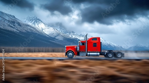 commercial semi-truck in motion, a testament to Truck Transportation logistics, portrays powerful freight dynamics, road resilience, and steadfast truck transportation logistics