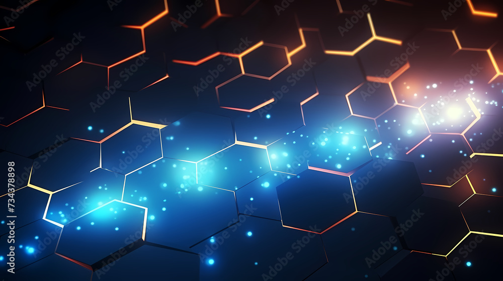 Blue technology background, blue hexagon background Blue technology background, blue hexagon background