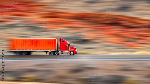 commercial truck blurs by, embodying Truck Transportation logistics with its emphasis on cargo speed, highway transit, delivery efficiency, and superior truck transportation logistics