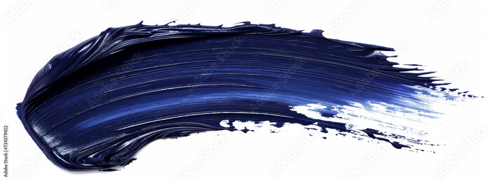 Blue paint brush stroke smear color texture swatch background lipstick white smudge isolated. Brush makeup navy paint cosmetic design blue interior abstract dark brushstroke line classic pattern swipe