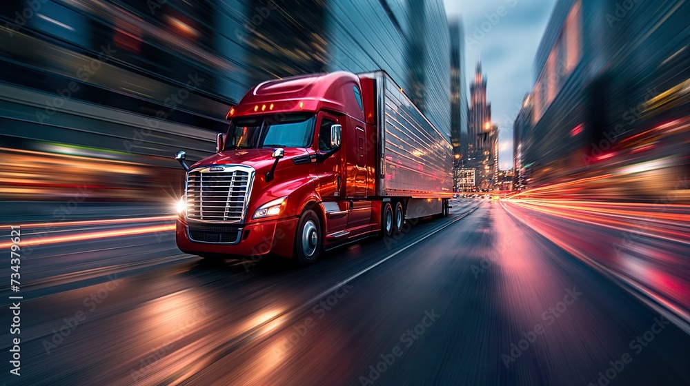 commercial freight liner embodies Truck Transportation logistics, its massive wheels spinning on