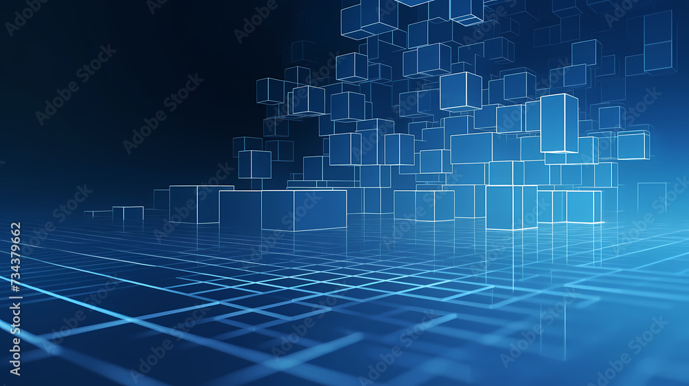 Blue technology background, blue hexagon background Blue technology background, blue hexagon background