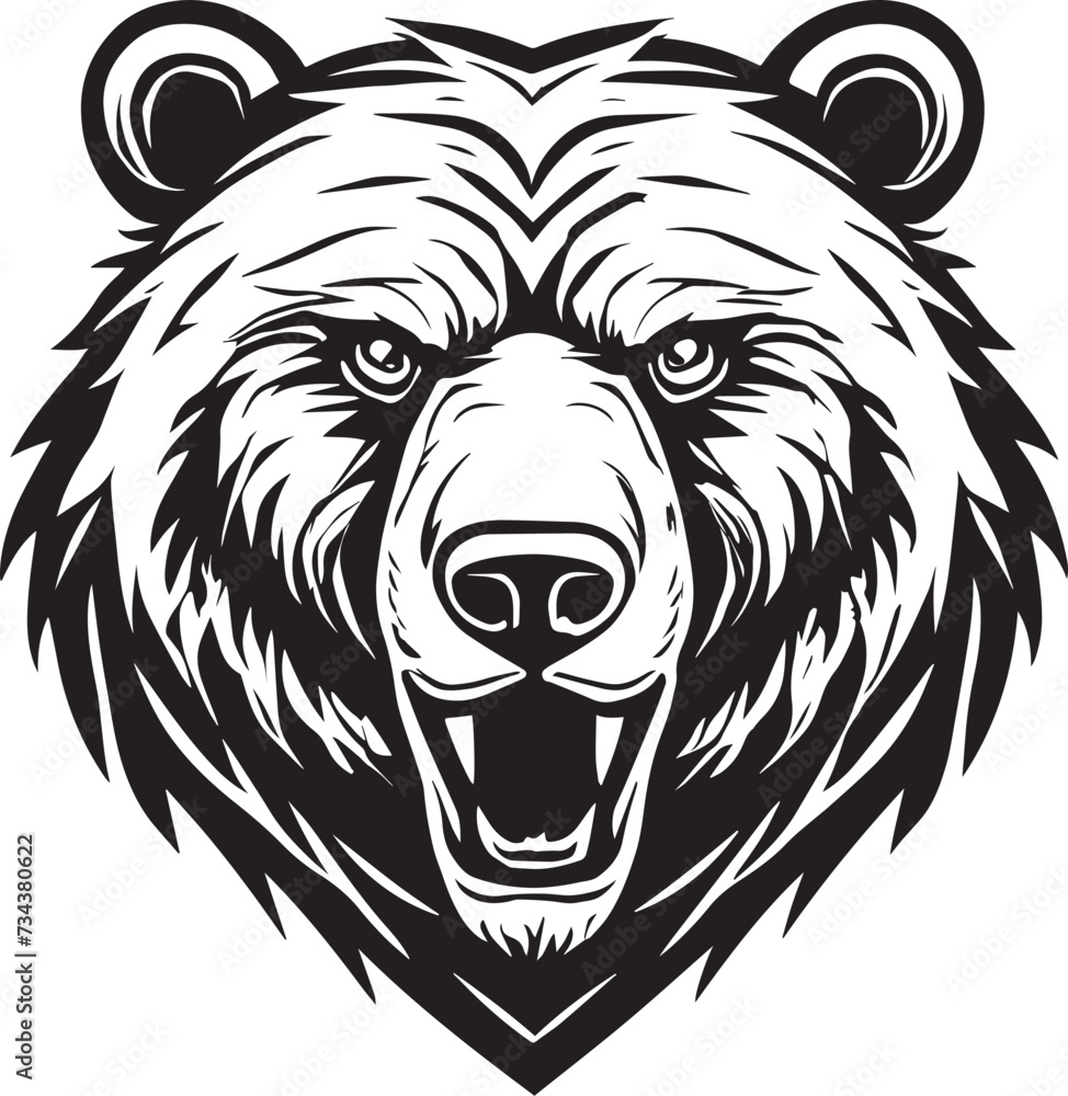 Growling Bear Face Illustration Growling Bear Face Illustration