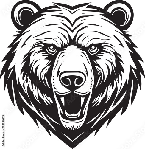 Growling Bear Face Illustration
