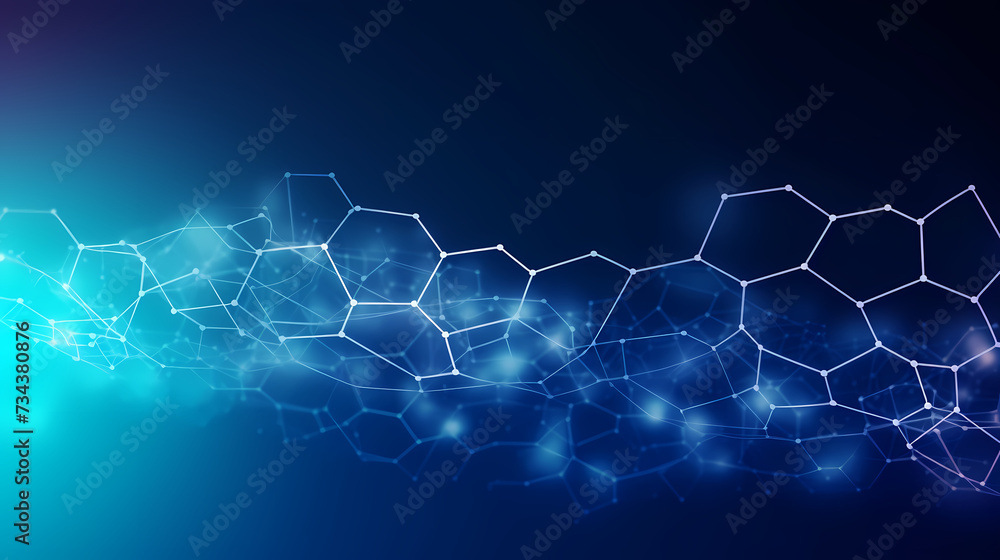 Blue technology background, blue hexagon background Blue technology background, blue hexagon background