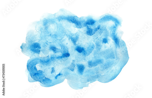 Bright turquoise blue expressive watercolour textured stain. Abstract watercolor blob for water splash or cloud concept, nature sky background
