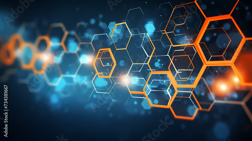 Blue technology background  blue hexagon background