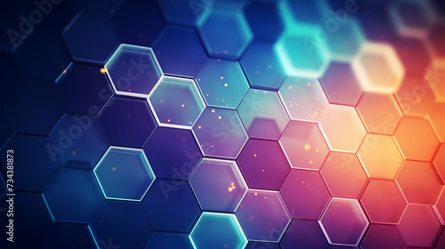 Blue technology background, blue hexagon background