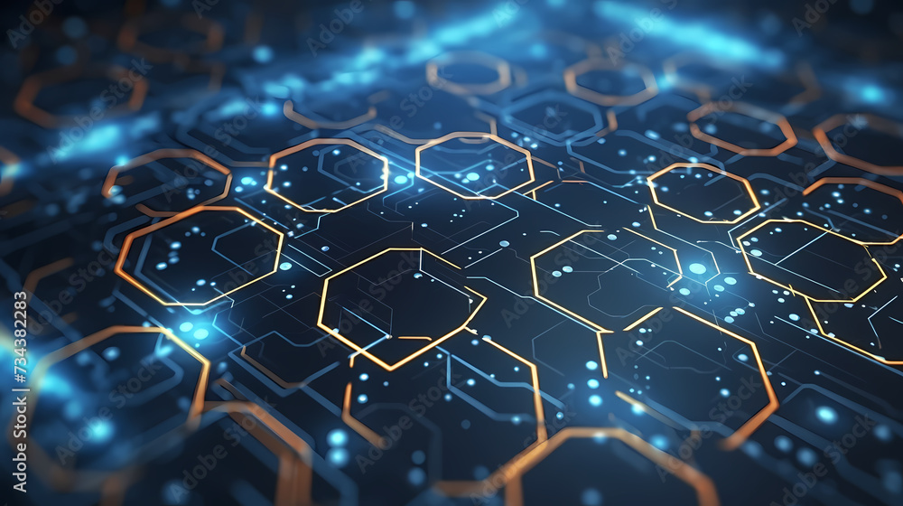 Obraz premium Blue technology background, blue hexagon background