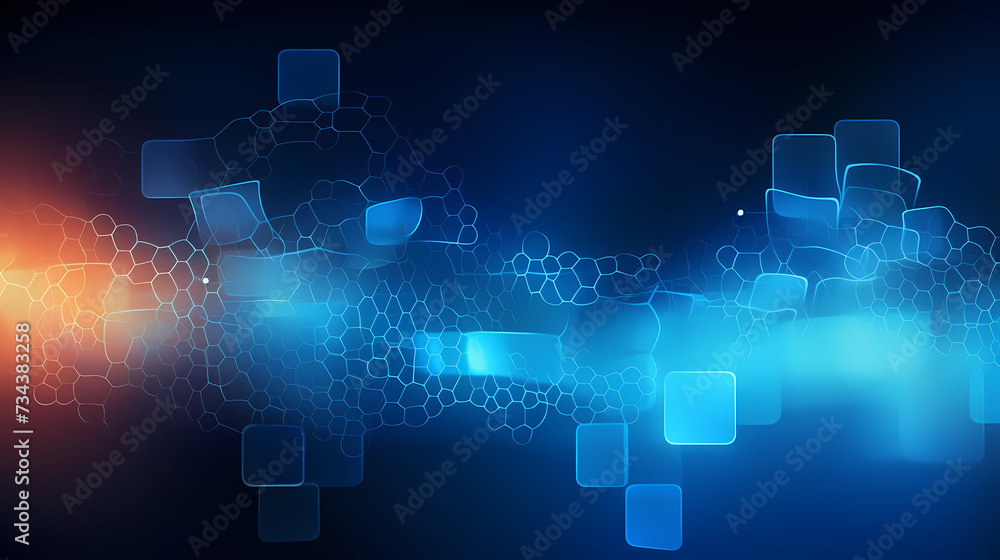 Blue technology background, blue hexagon background Blue technology background, blue hexagon background