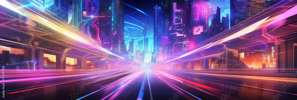 Fototapeta premium the light rays are speeding across the screen, generative AI