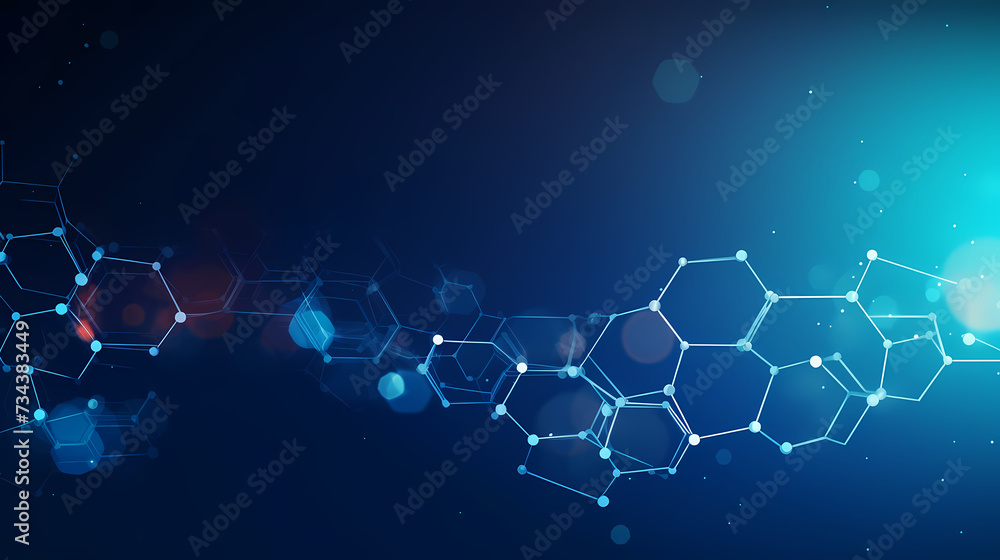 Blue technology background, blue hexagon background Blue technology background, blue hexagon background