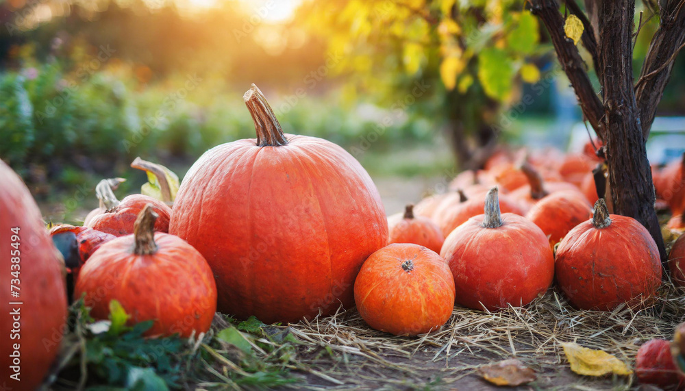 pumpkins at market, symbolizing autumn harvest. Copy space for seasonal advertising pumpkins at market, symbolizing autumn harvest. Copy space for seasonal advertising
