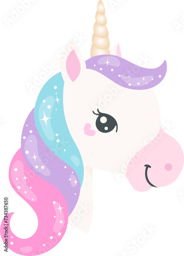 Rainbow Unicorn  Cute Pony  White horse