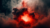 smoke explosion with eerie red glow, evoking mystery and intensity