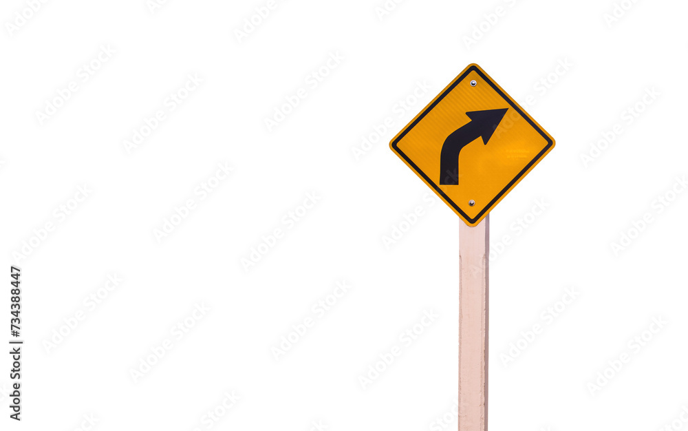 Yellow traffic sign on white background. Yellow traffic sign on white background.