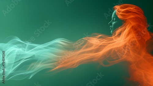 Canvas Print digital smoke woman animation, in the style of teal and orange, naturalistic oce