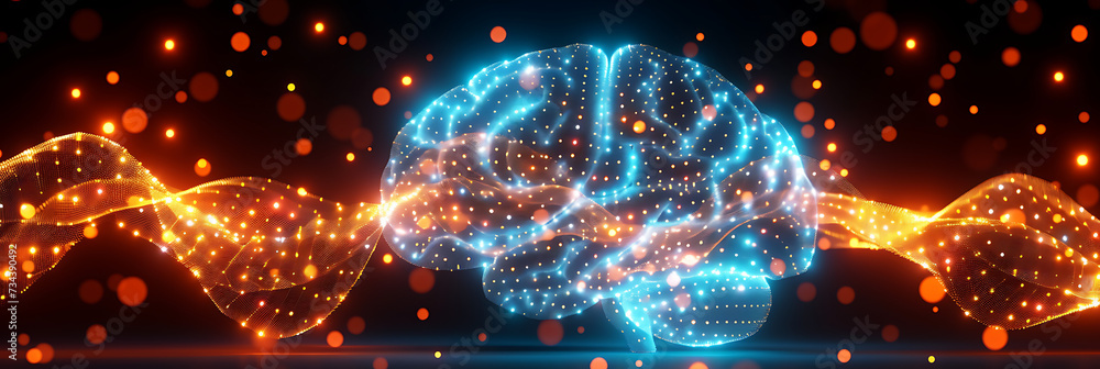 neuroscience will save you from the pain of Alzheimers', in the style of light cyan and orange, dynamic energy flow neuroscience will save you from the pain of Alzheimers', in the style of light cyan and orange, dynamic energy flow