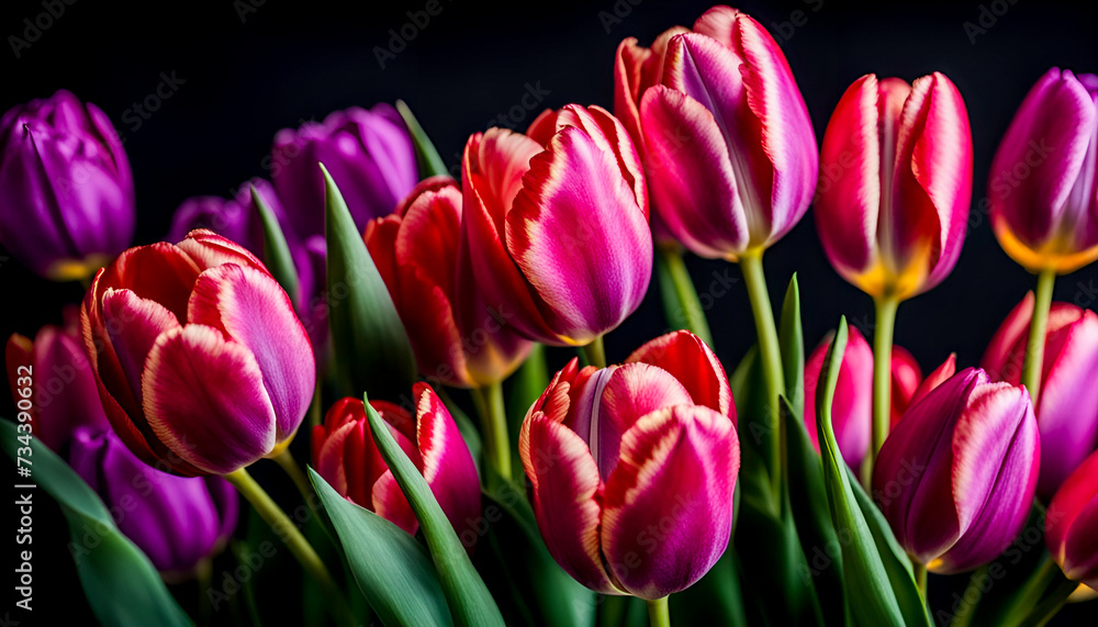 pink tulips with a black background pink tulips with a black background