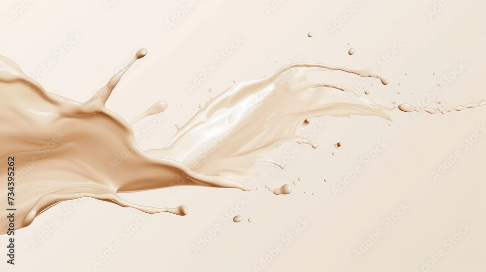 High-Speed Beige Liquid Splash on Neutral Background High-Speed Beige Liquid Splash on Neutral Background