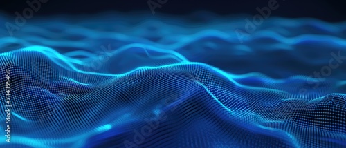 Futuristic Blue Digital Network Waves Abstract Background