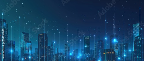 Futuristic City Network Connections at Night
