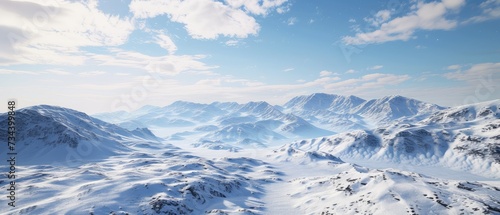 Majestic Snow-Covered Mountains Against Clear Blue Sky © evening_tao
