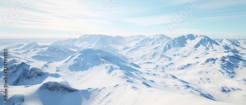 Serene Snow-Covered Mountain Range in Winter