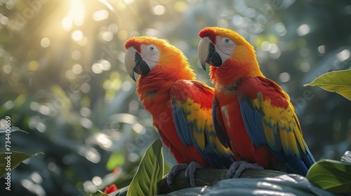 Wallpaper Mural Lively exotic bird watching with bright parrots in a tropical greenhouse Torontodigital.ca