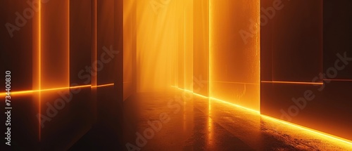 Golden Light Illuminating Modern Abstract Corridor