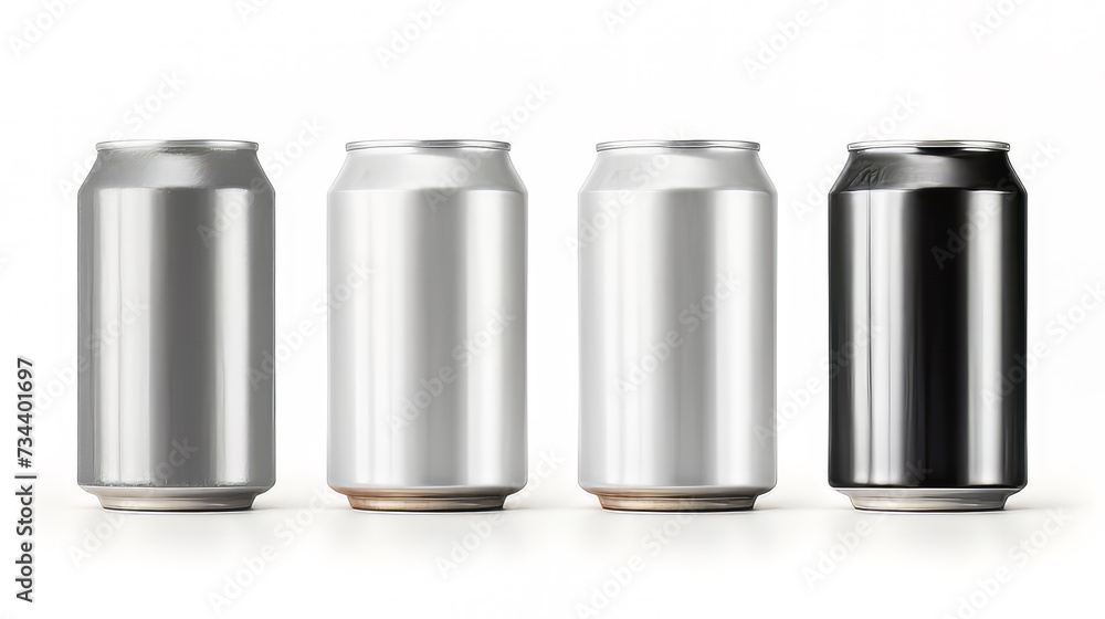 Four blank recyclable aluminum Cans Four blank recyclable aluminum Cans