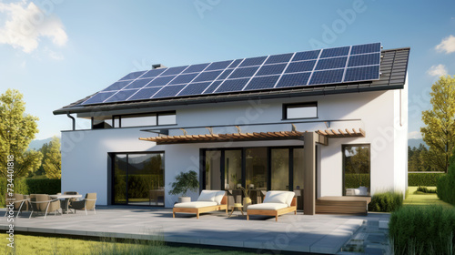 House with Terace and solar technology photo
