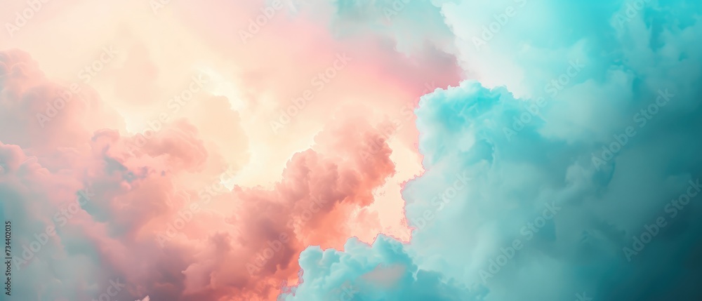 Dreamy Pastel Sky with Fluffy Clouds at Sunset